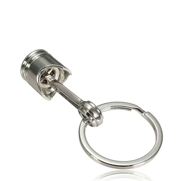 Silver Car Engine Piston Keychain – Metal Auto Accessory for Car Enthusiasts - Picture 8 of 8